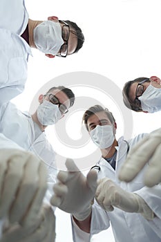 Bottom view.surgical team at work