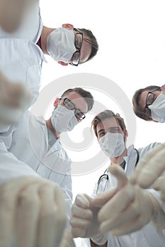 Bottom view.surgical team at work