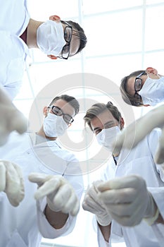 Bottom view.surgical team at work