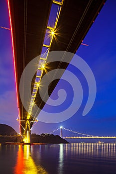 Bottom view of the suspension bridge