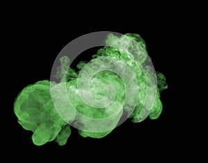 Bottom View of Wispy and Swirly Green Toxic Medium Sized Smoke cloud on black