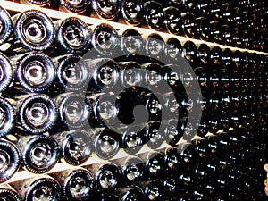 Bottoms of bottles in the basement of the winery