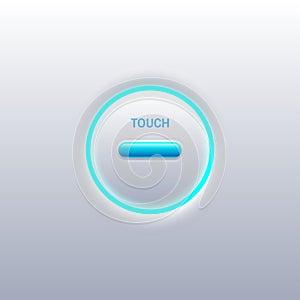 Push button switch Clean white with a blue glow ring