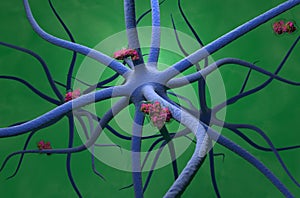 Botulinum toxin escape and travel into the central nervous system - 3d illustration isometric view photo