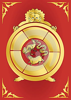 Bouddhist symbol-Golden Samsara Wheel