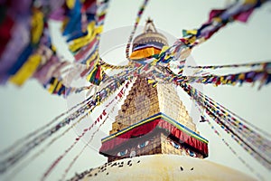 Boudhanath is a buddhist stupa in Kathmandu, Nepal.