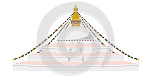 Boudhanath Stupa, Kathmandu, Nepal. Vector Illustration