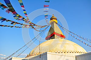 Boudhanath Stupa and Montra Flags