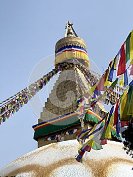 Boudhanath Stupa and prayer flags, Nepal