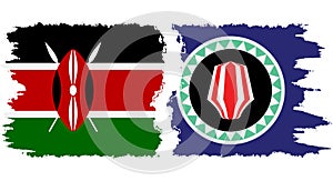 Bougainville and Kenya grunge flags connection vector