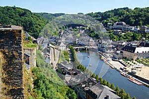 Bouillon. Belgium. View of the city of Bouillon along the Semois River from the walls of a medieval castle