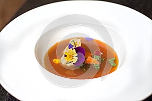 Bouillon With Fresh Flowers Floating In It 