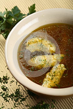 Bouillon with herbs photo