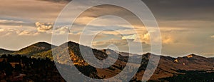 Boulder Colorado Mountain Range Sunset Panorama