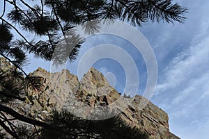 Boulder, Colorado Scenery, Spruce Tree Framed Mountains Near Eldorado Canyon