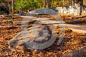 Boulder and footpath in Stone Mountain Park, USA