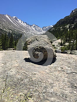 Boulder at Mills Lake in Rocky Mountain National Park