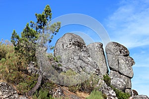 Boulder of Old Man's Head in Portuguese mountains