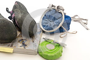 Bouldering Gear on White Background