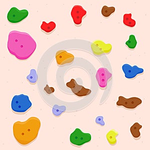Bouldering rock climbing wall at the sports training gym. Background with holds and climbing grips. Vector illustration photo