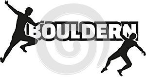 Bouldern word with climbing man