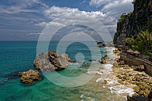 Cliffs and beaches of Jimbaran, Bali, Indonesia photo