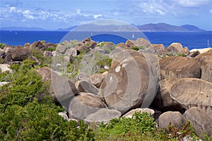 Boulders and beach in The Baths in Virgin Gorda, Caribbean