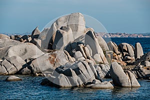 Boulders on beach at Cavallo Island in Corsica