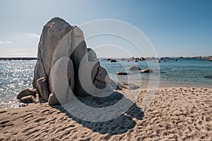 Boulders on beach at Cavallo Island in Corsica