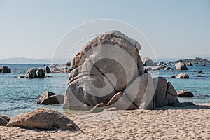 Boulders on beach at Cavallo Island in Corsica