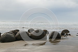 Boulders at the beach of Moeraki New Zealand