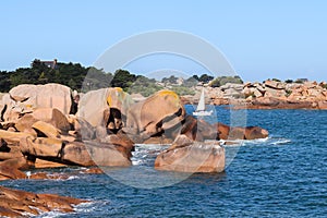 Boulders on the Cote de Granit Rose in Brittany