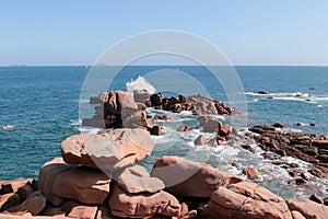 Boulders on the Cote de Granit Rose in Brittany