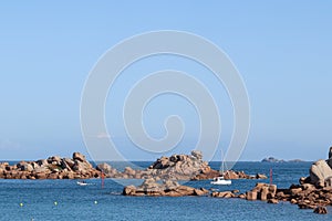 Boulders on the Cote de Granit Rose - Pink Granite Coast -  in Brittany