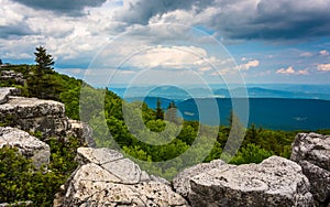 Boulders and eastern view of the Appalachian Mountains from Bear