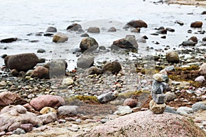 Boulders and gravel in Baltic Sea near Gohren Germany