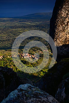 Boulders and a hamlet