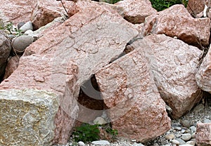 Boulders of marble to defend the port from storm surges