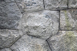 Boulders and mortal wall background.