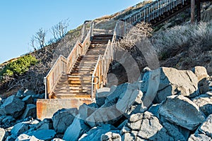 Boulders Near Staircase at South Carlsbad State Beach