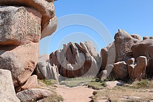 Boulders on the Pink Granite Coast in Brittany