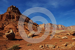 Boulders, red rocks and mountains,Vermillion Cliffs, Arizona