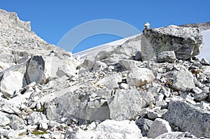 Boulders and rough mountain terrain