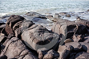 boulders on the sea coast