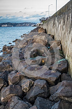 Boulders And Sea Wall