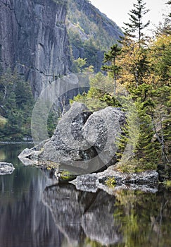 Boulders on the Shoreline of Avalanche Lake