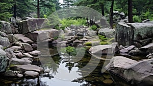 Boulders And Stones: Serene Lake In The Woods