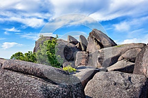 Boulders on top of cliff