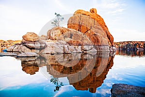 Boulders With Tree in Watson Lake - Arizona