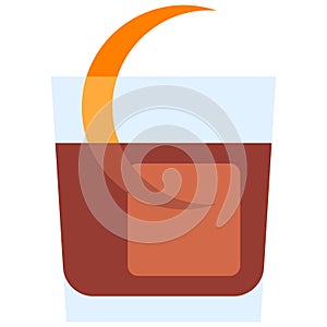 Boulevardier Cocktail icon, Alcoholic mixed drink vector